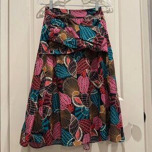 Farm Rio Midi Floral Skirt in Indigo XS